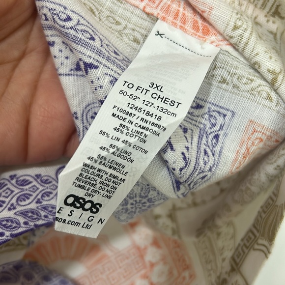 ASOS DESIGN MENS SHEER BUTTON UP SHIRT FLORAL SHORT SLEEVES SZ 3XL - Picture 7 of 9